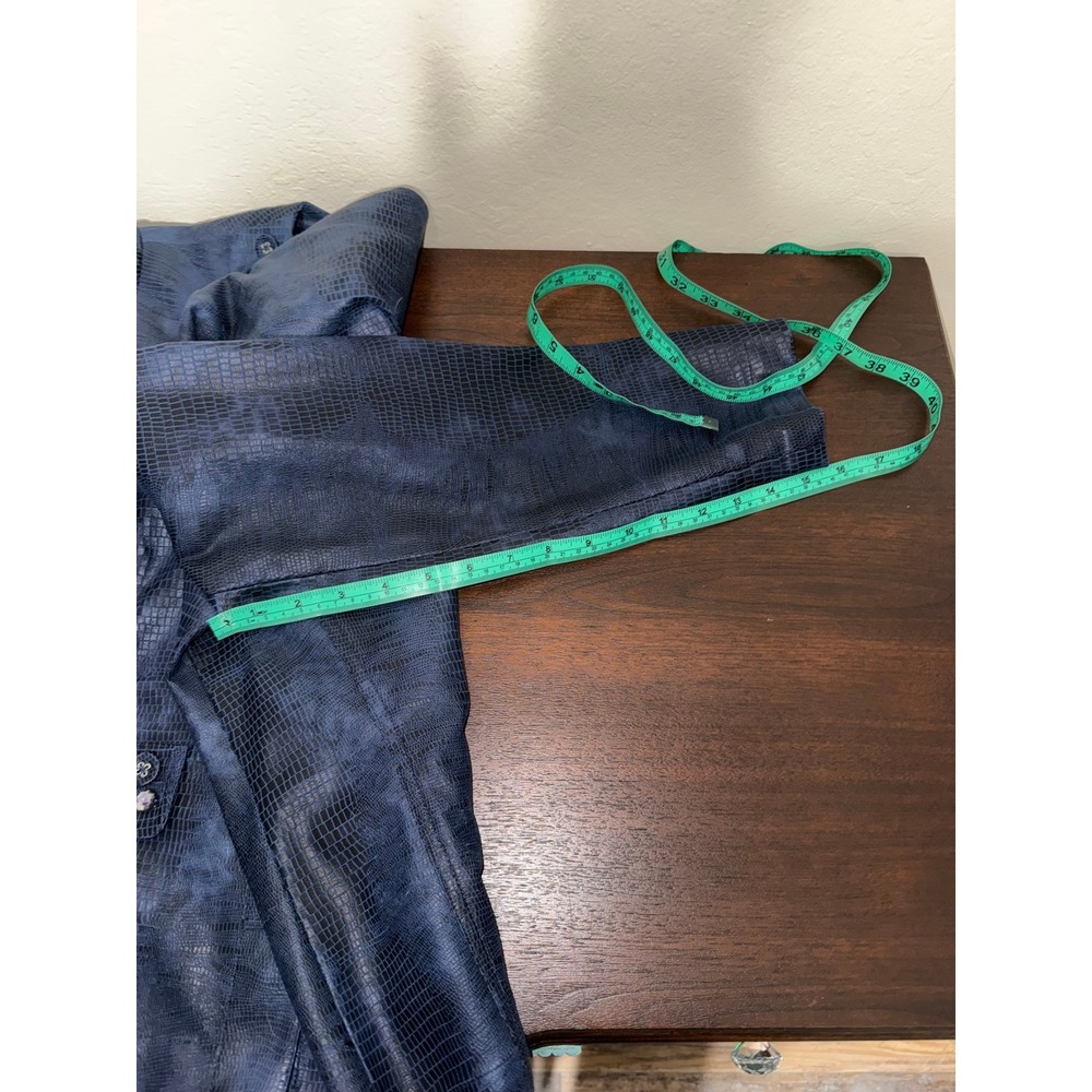 Alfred Dunner Petite Blue Textured Embellished Blazer Jacket - Picture 6 of 7